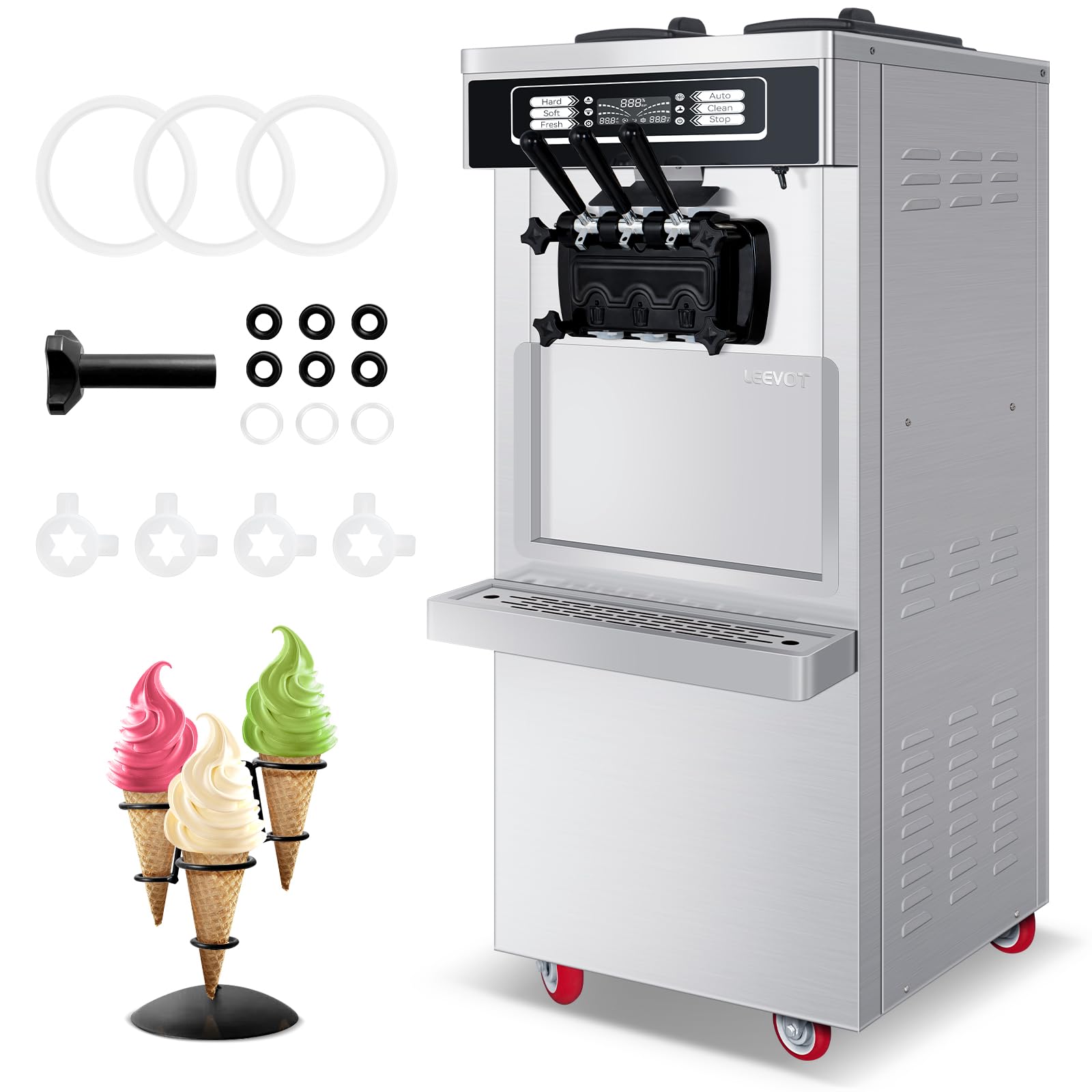Amazon.com: LEEVOT Commercial Ice Cream Maker Machine, 35L/H
